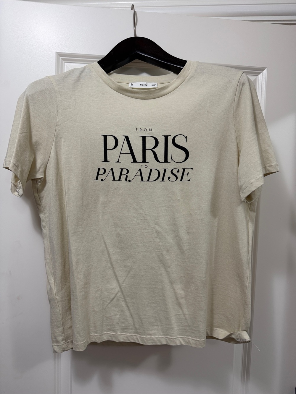 Mango Men's Cream 'Paris to Paradise' Graphic Short Sleeve Tee